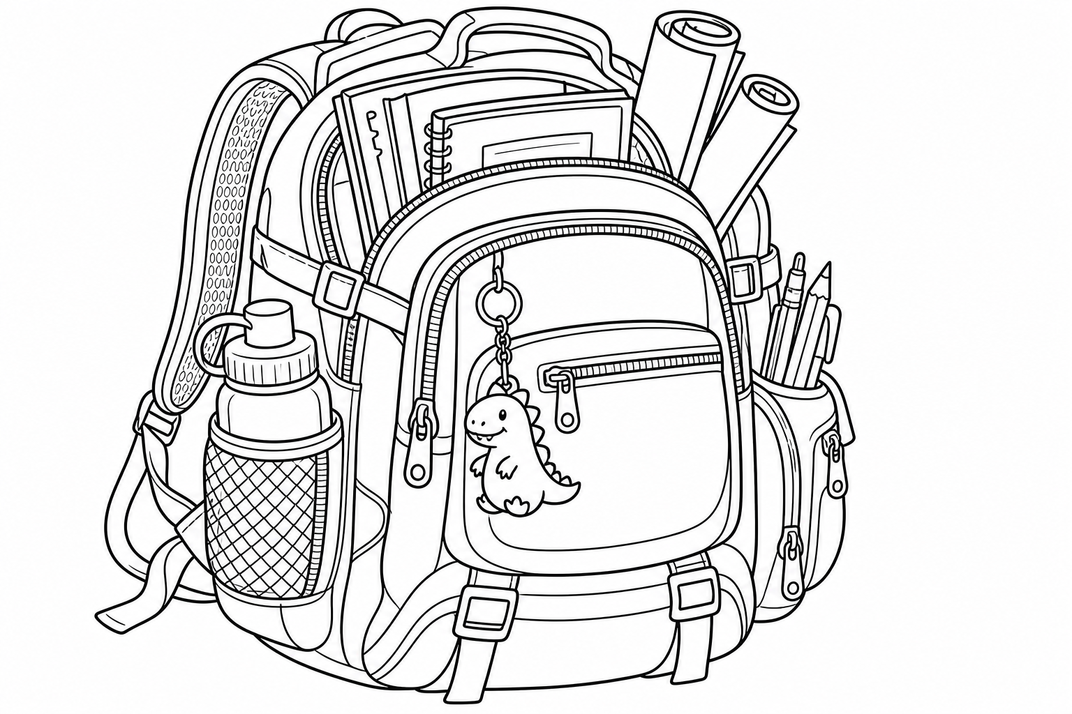 School Backpack Coloring Page for Kids