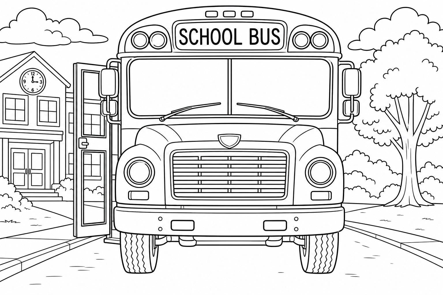 School Bus Coloring Page for Kids