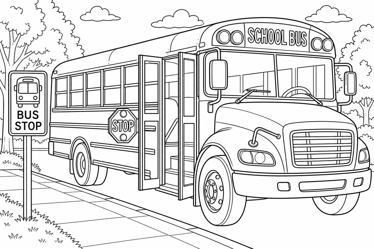 School Bus Coloring Page for Kids