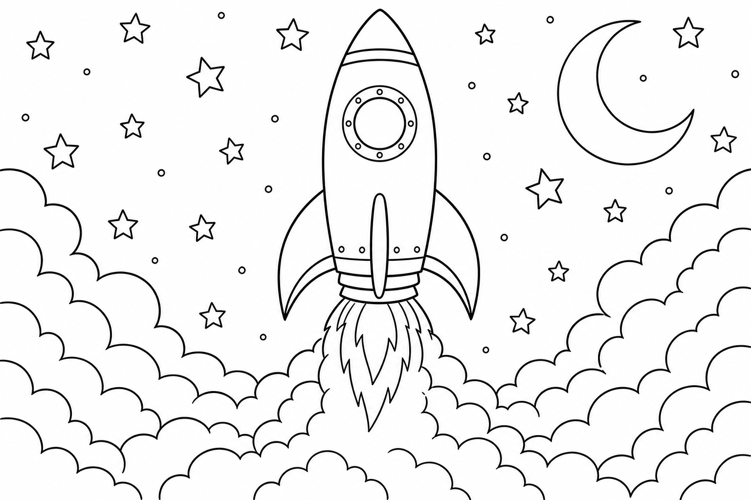 Rocket Ship Coloring Page for Kids