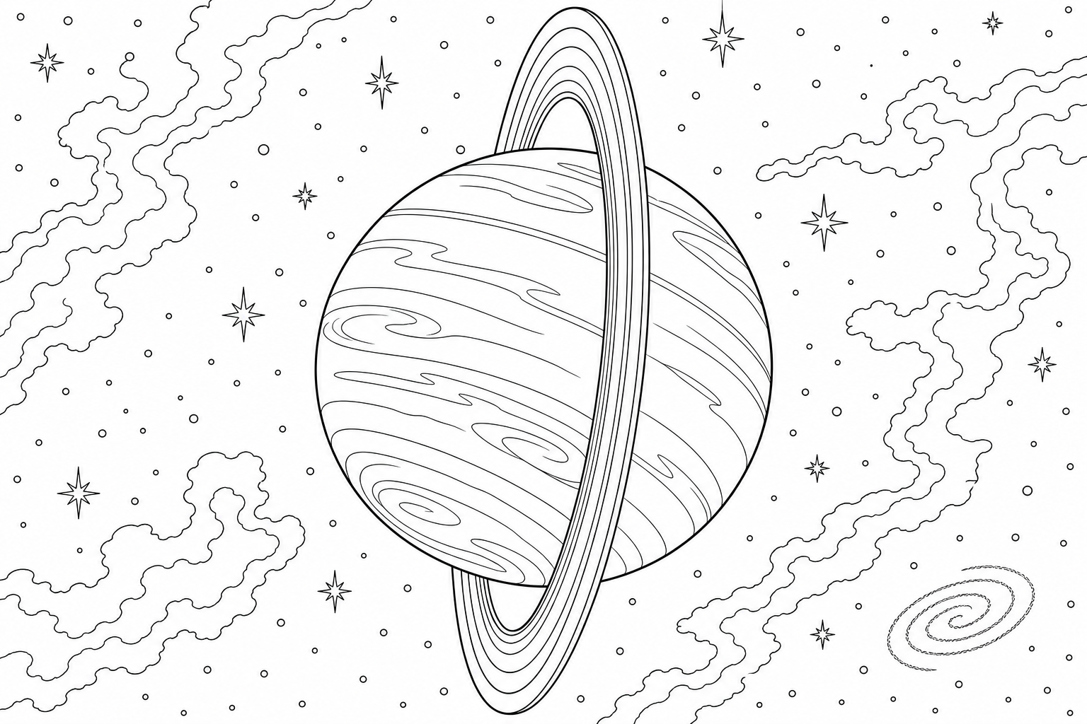 Ringed Planet Coloring Page for Kids