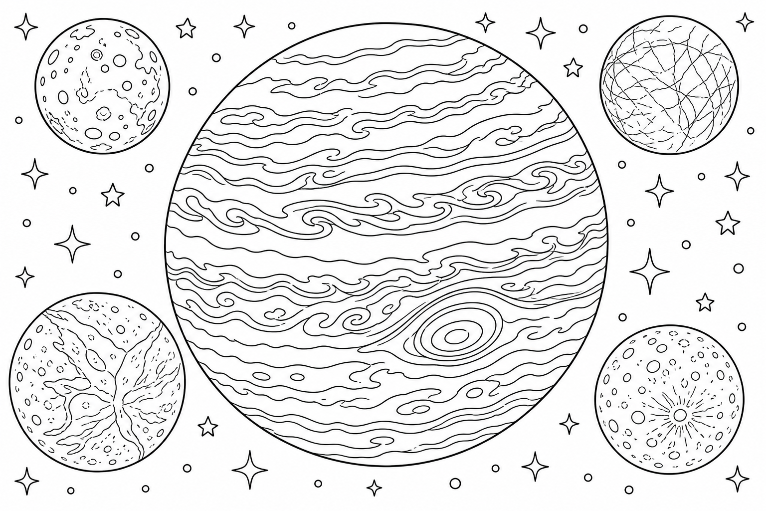Jupiter Planet Coloring Page for Kids