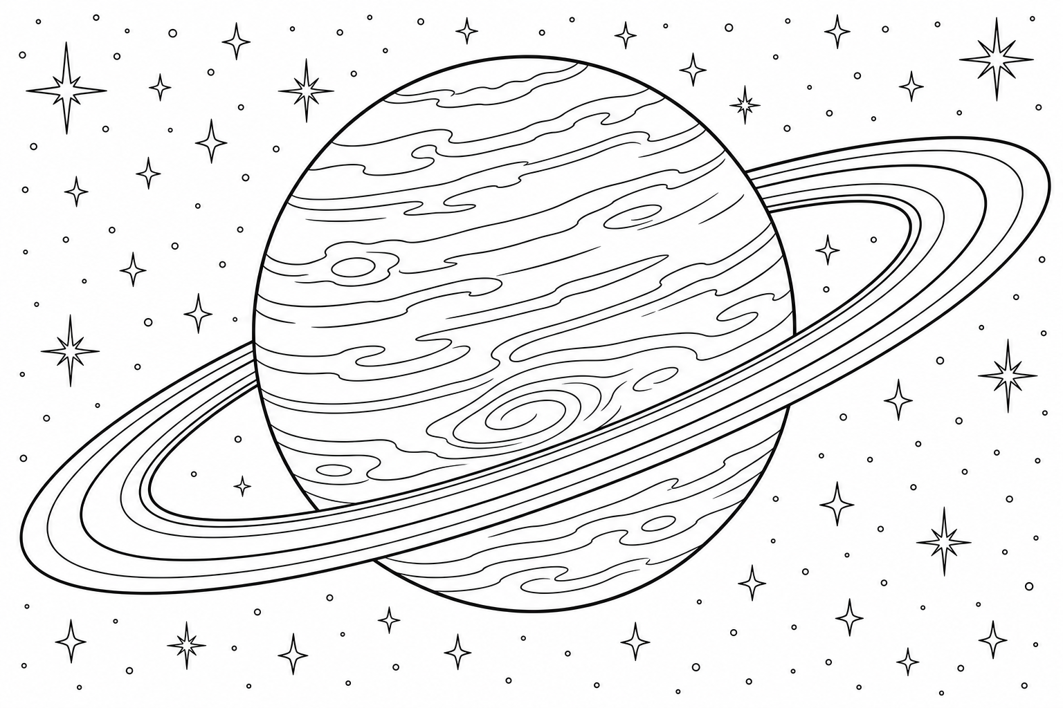 Ringed Planet Coloring Page for Kids