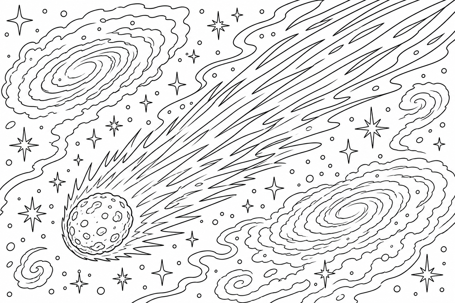 Comet and Galaxy Coloring Page for Kids