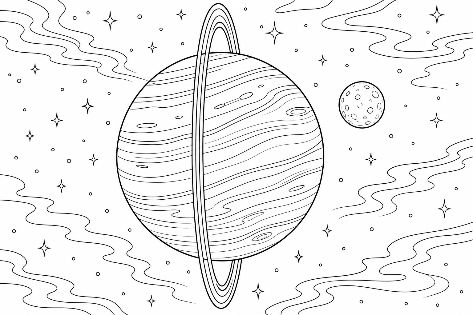 Planet mit Ringen Malvorlage