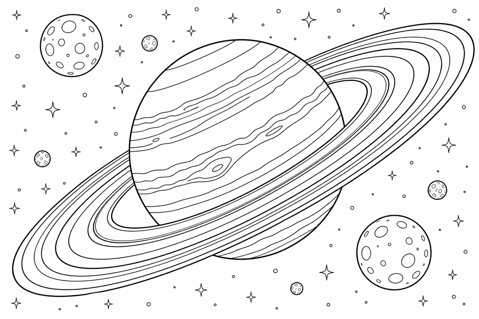 Saturn Planet Coloring Page for Kids