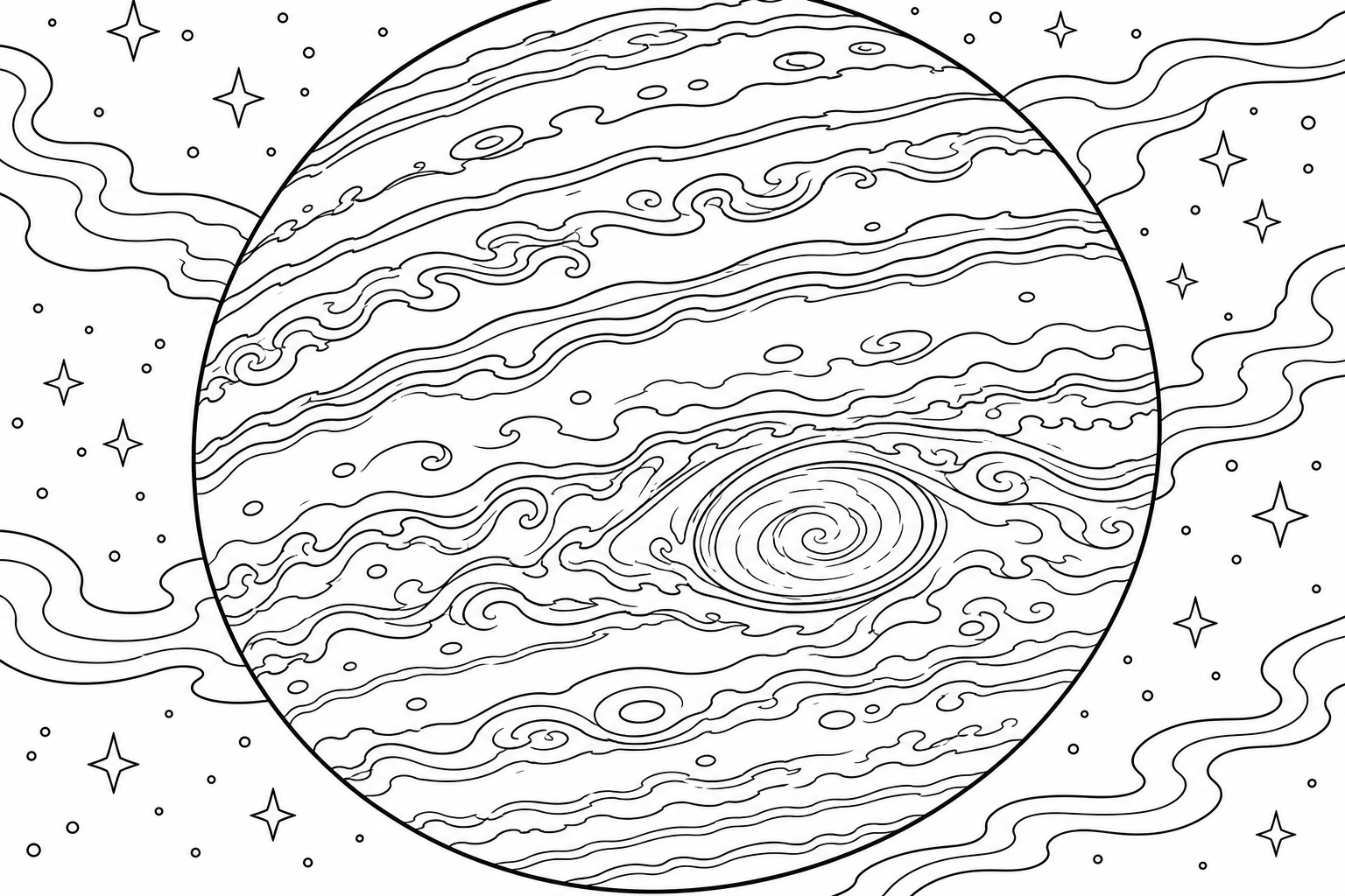 Jupiter Planet Coloring Page for Kids