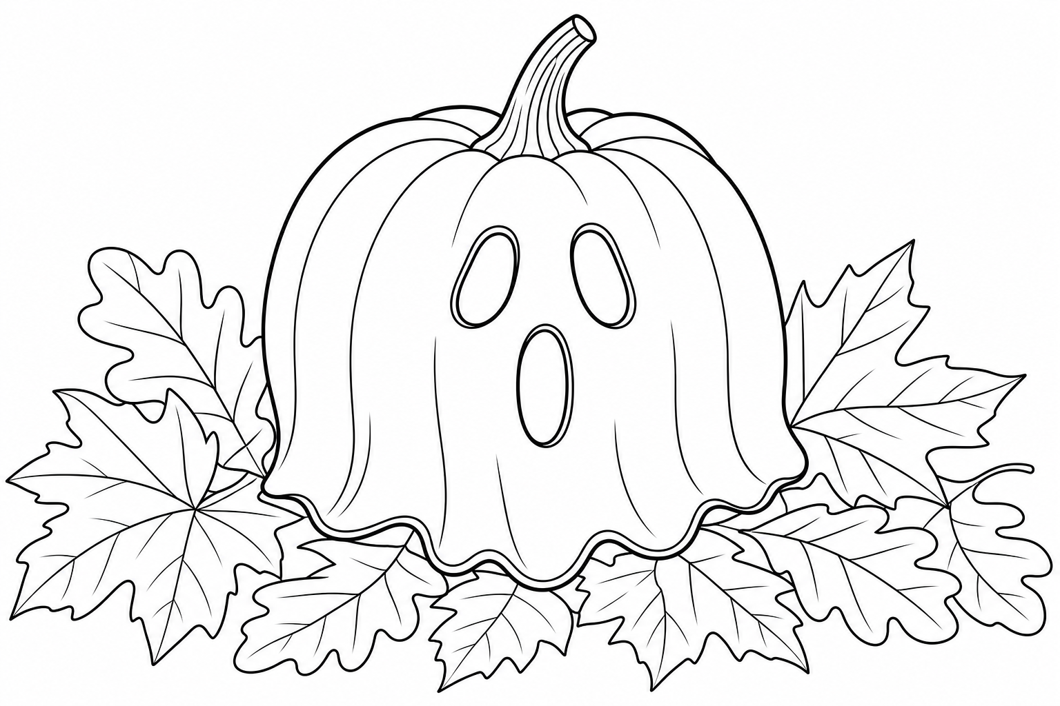 Ghost Pumpkin Coloring Page for Kids