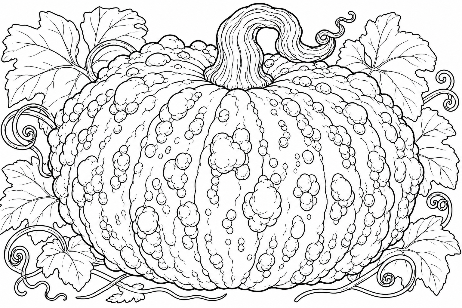 Warty Pumpkin Coloring Page for Kids