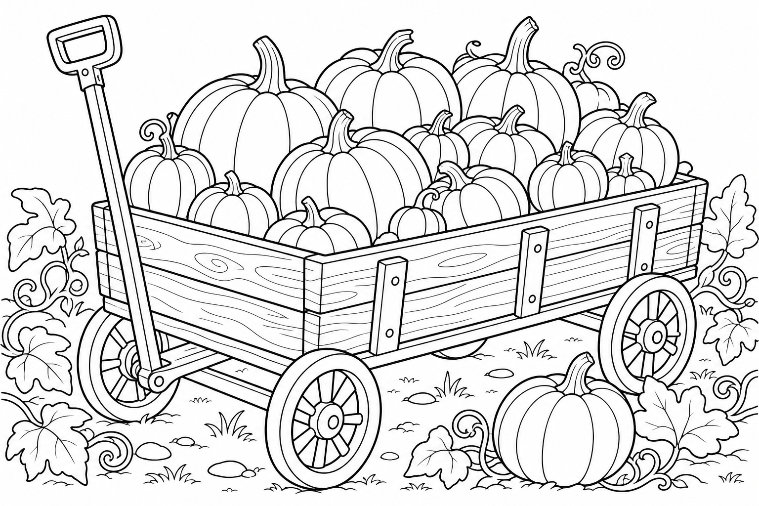 Pumpkin Wagon Coloring Page for Kids