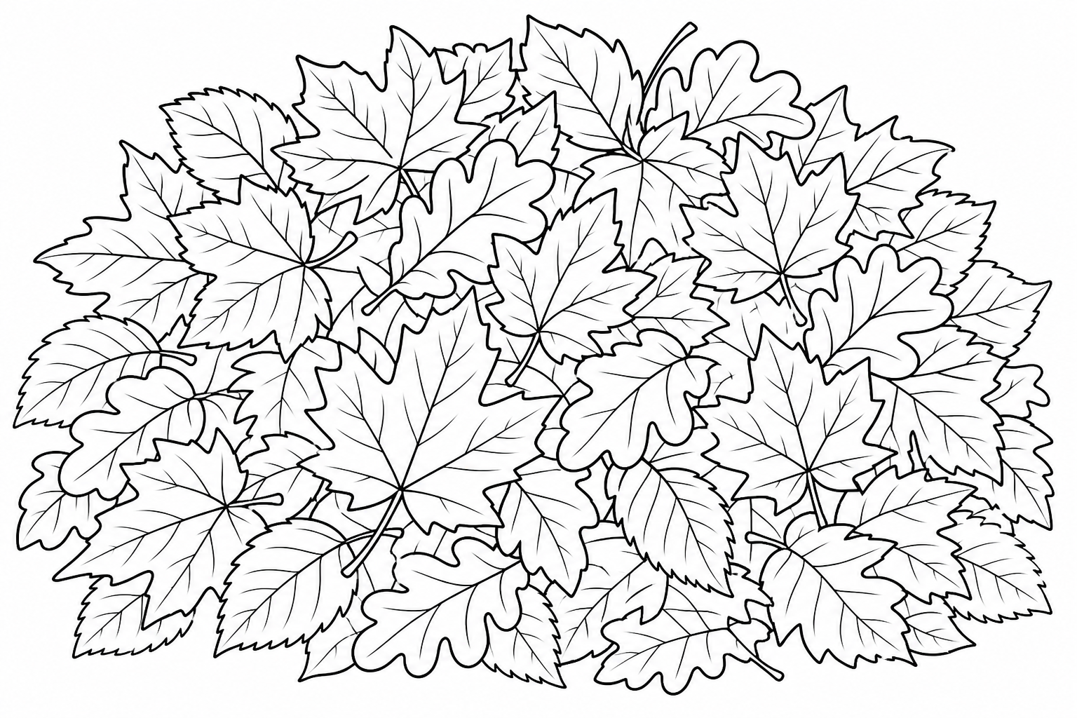 Autumn Leaves Coloring Page for Kids