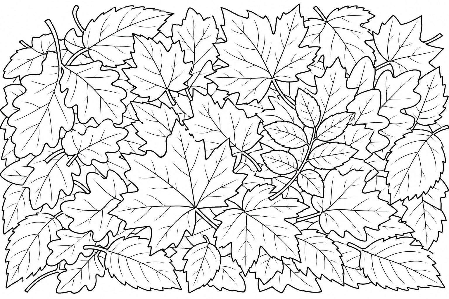 Autumn Leaves Coloring Page for Kids