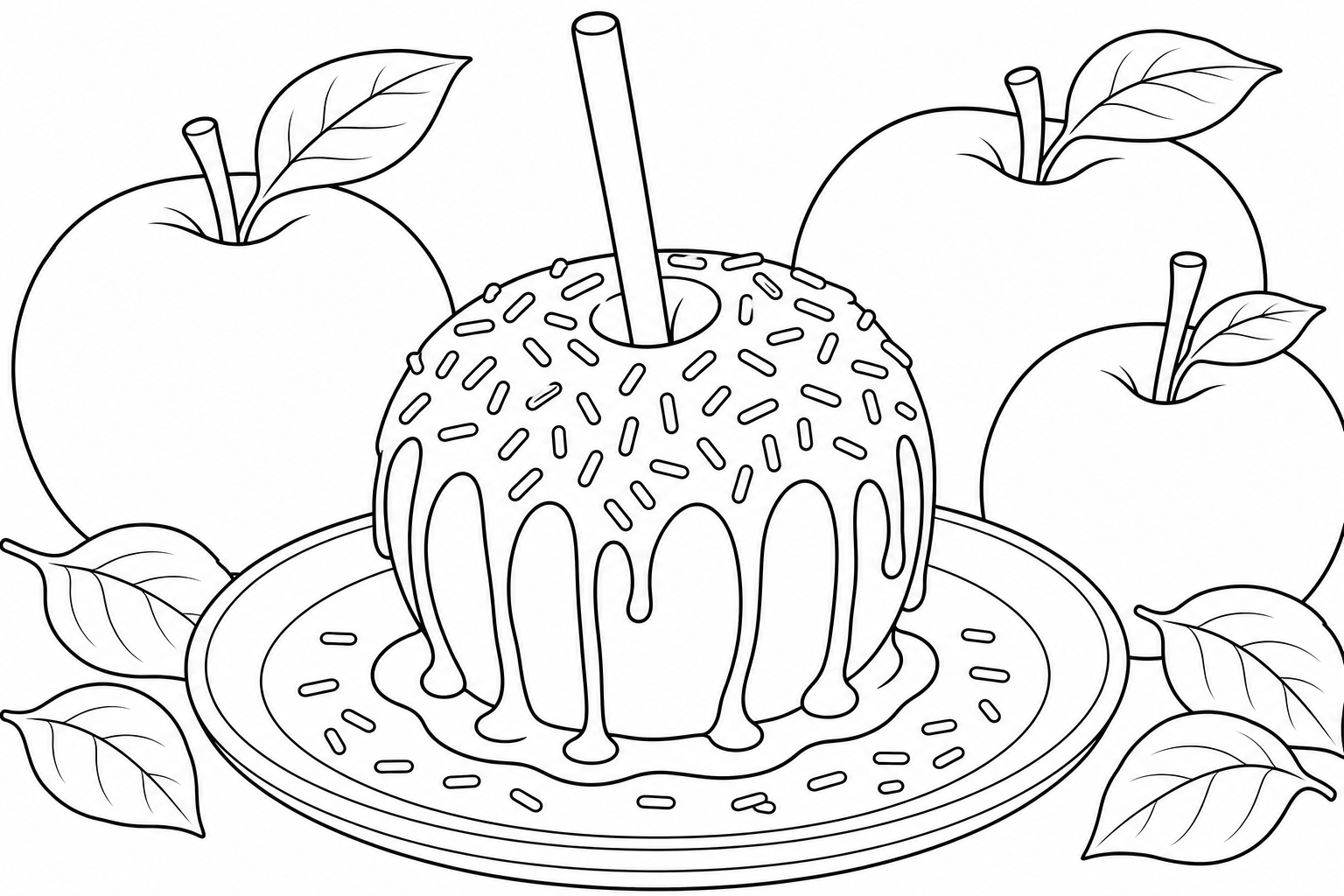 Caramel Apple Coloring Page for Kids