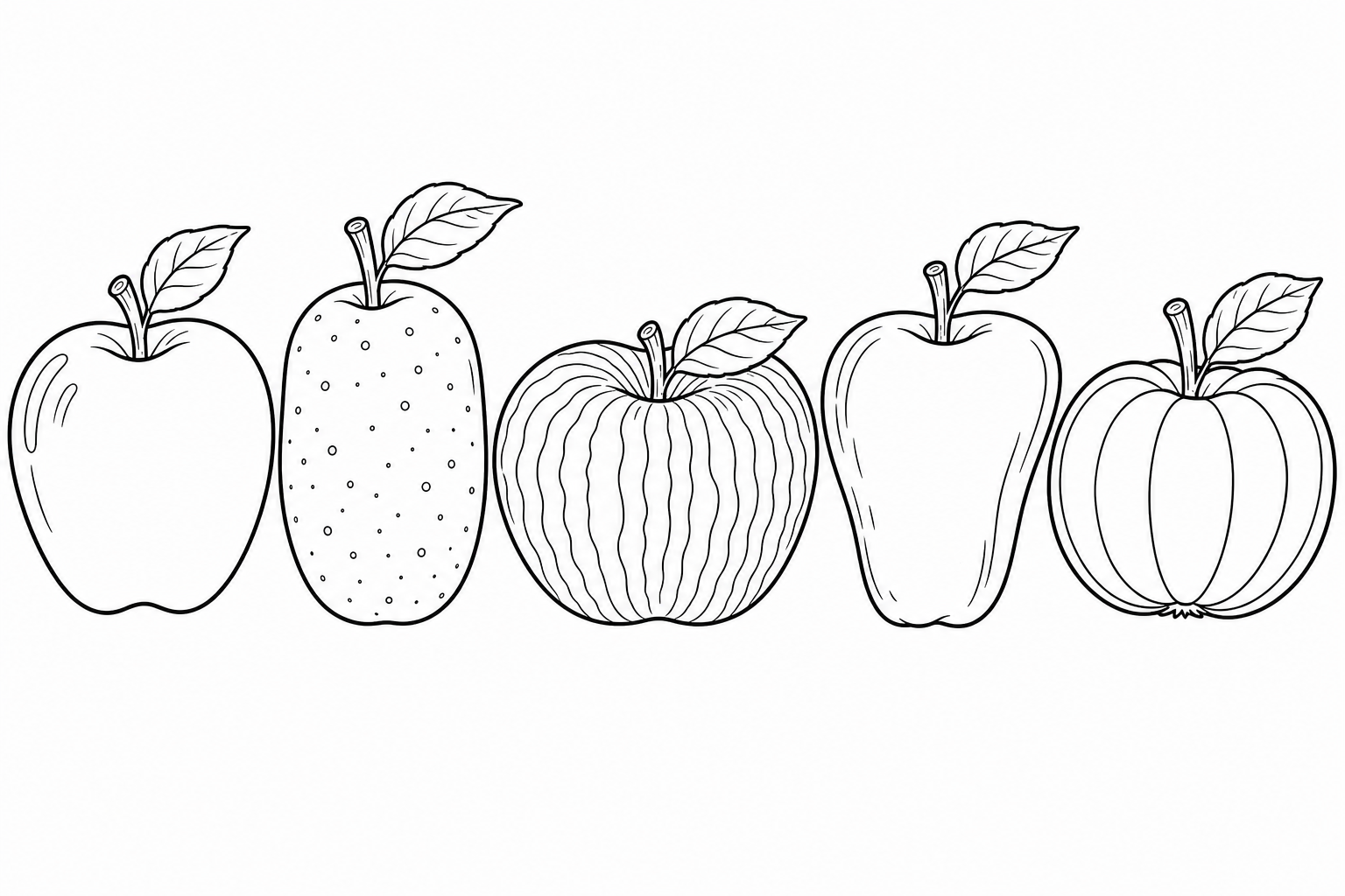 Five Apples Coloring Page for Kids
