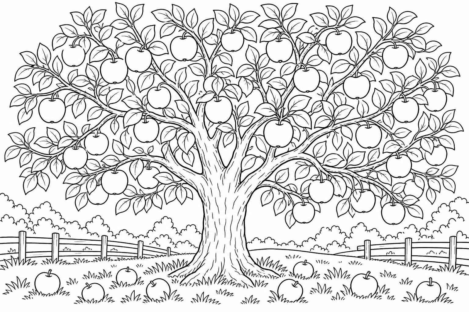 Apple Tree Coloring Page for Kids