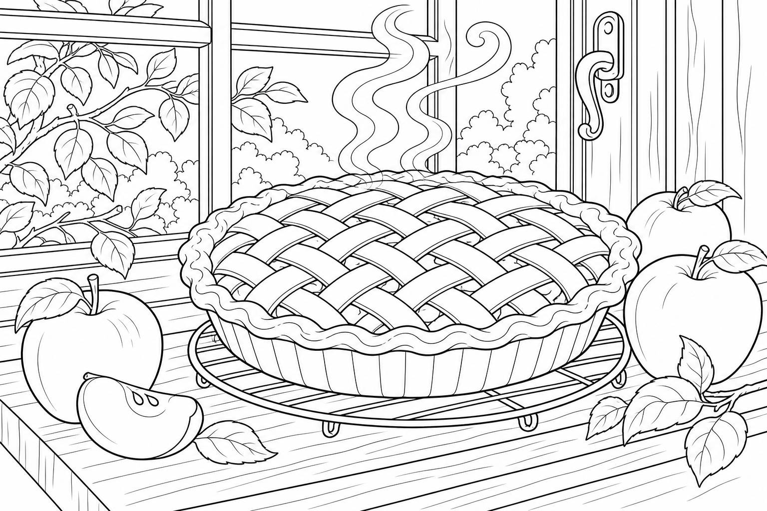 Apple Pie Coloring Page for Kids