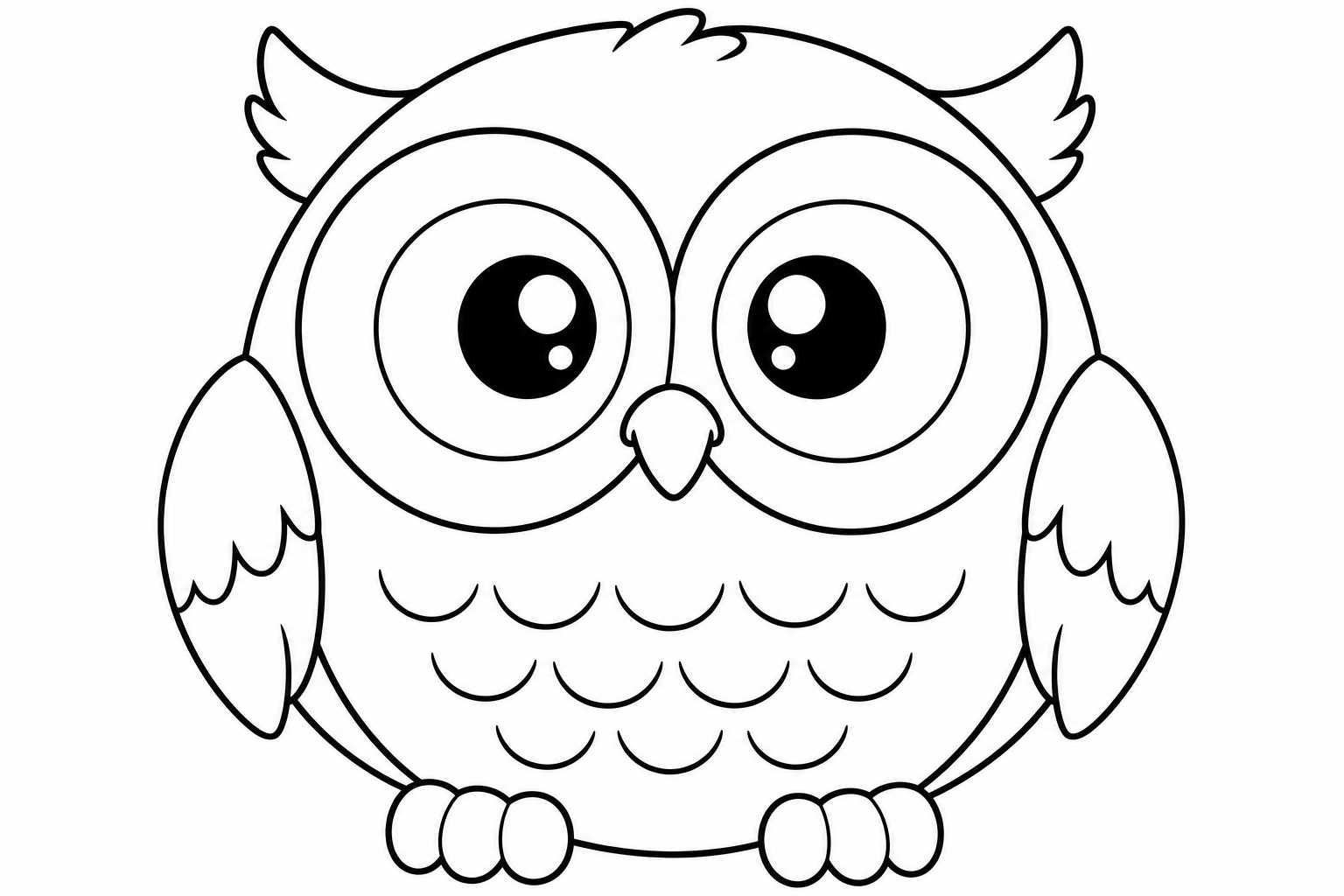 Cute Round Owl Coloring Page for Kids