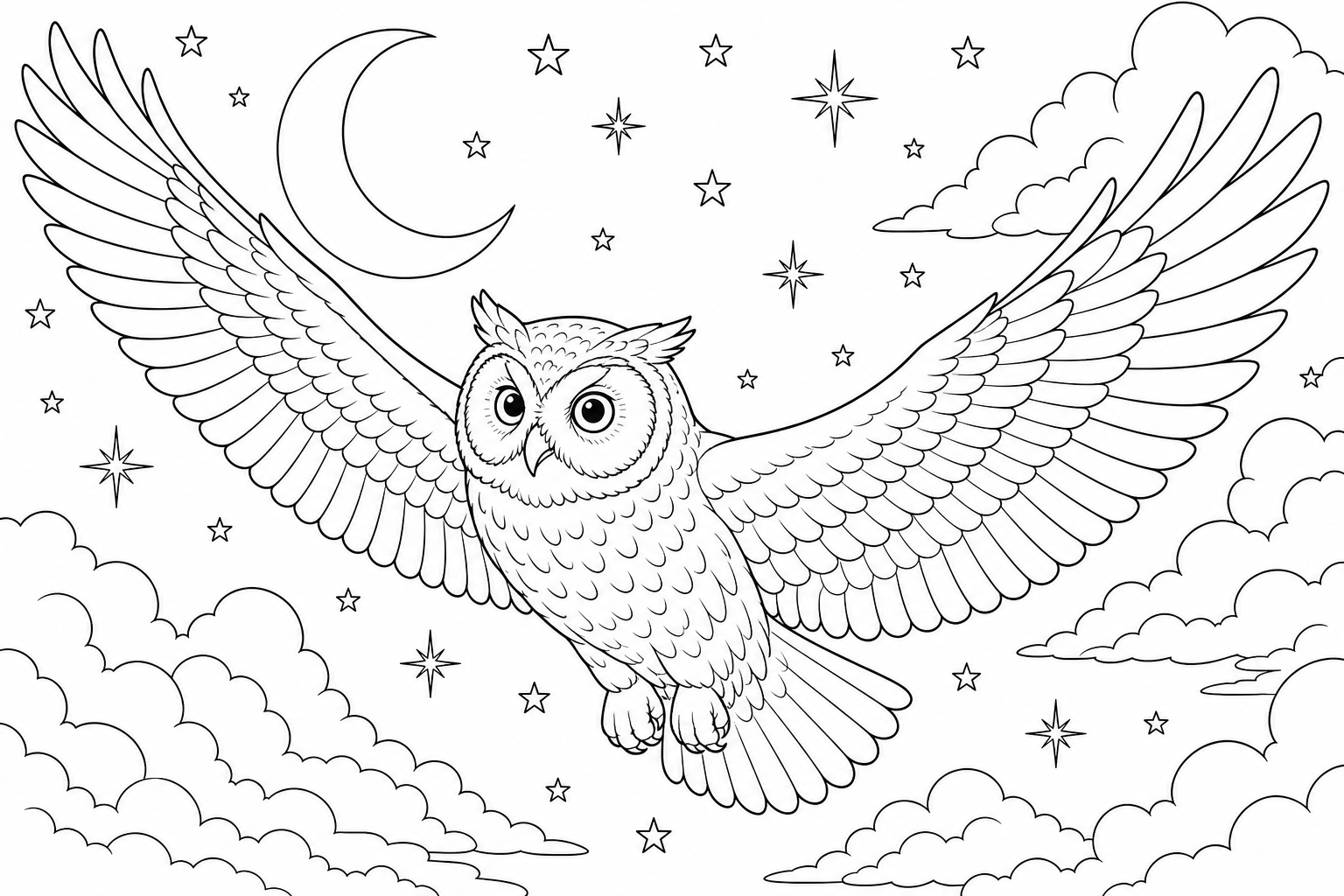 Flying Owl Coloring Page for Kids