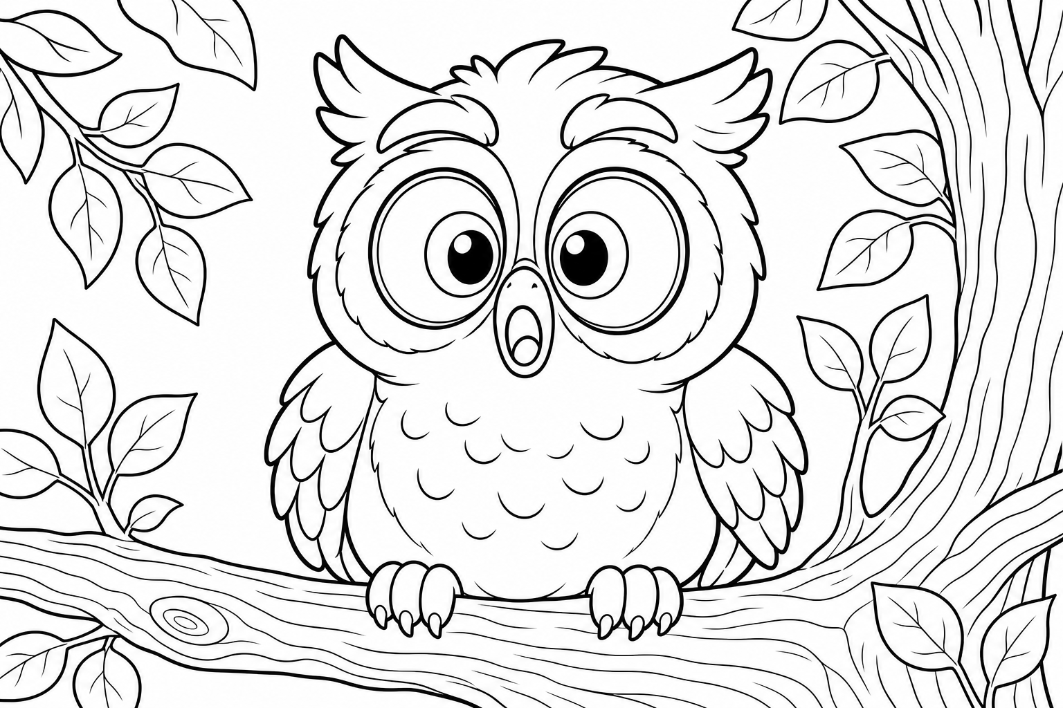 Surprised Owl Coloring Page for Kids