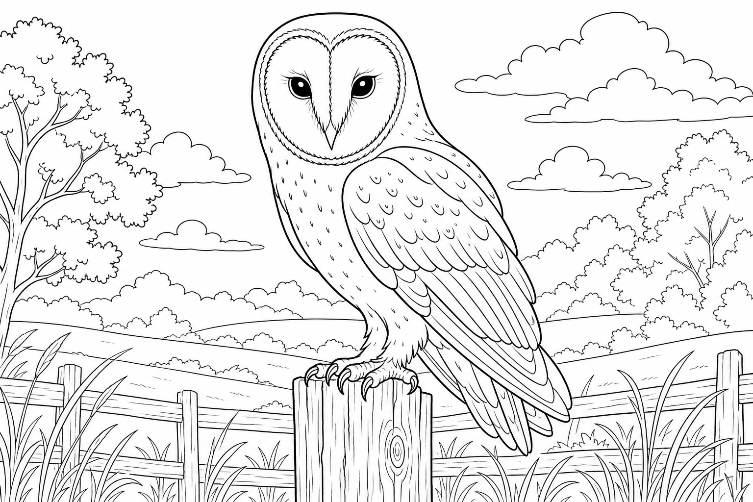 Barn Owl Coloring Page for Kids
