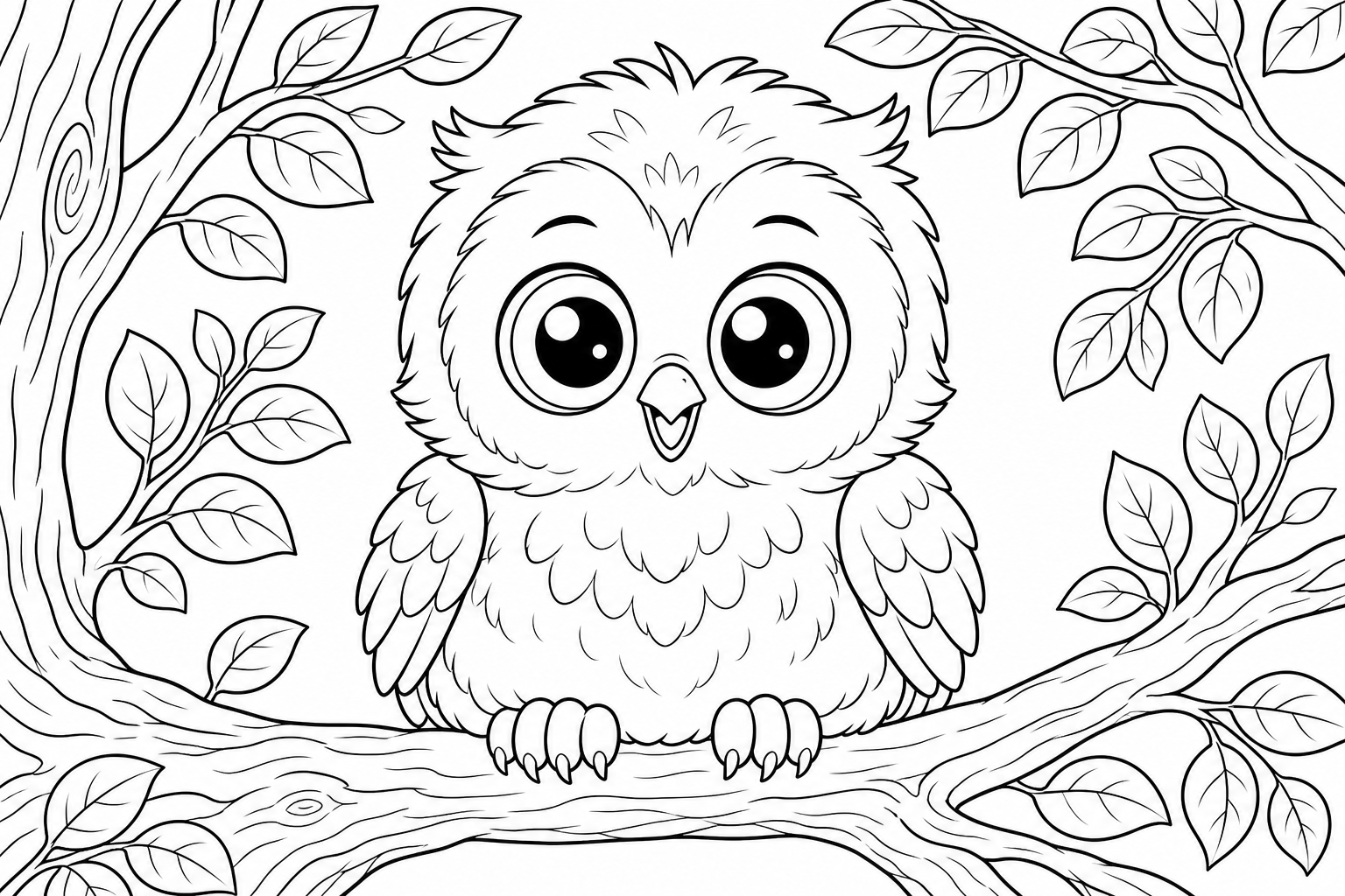 Cute Baby Owl Coloring Page for Kids