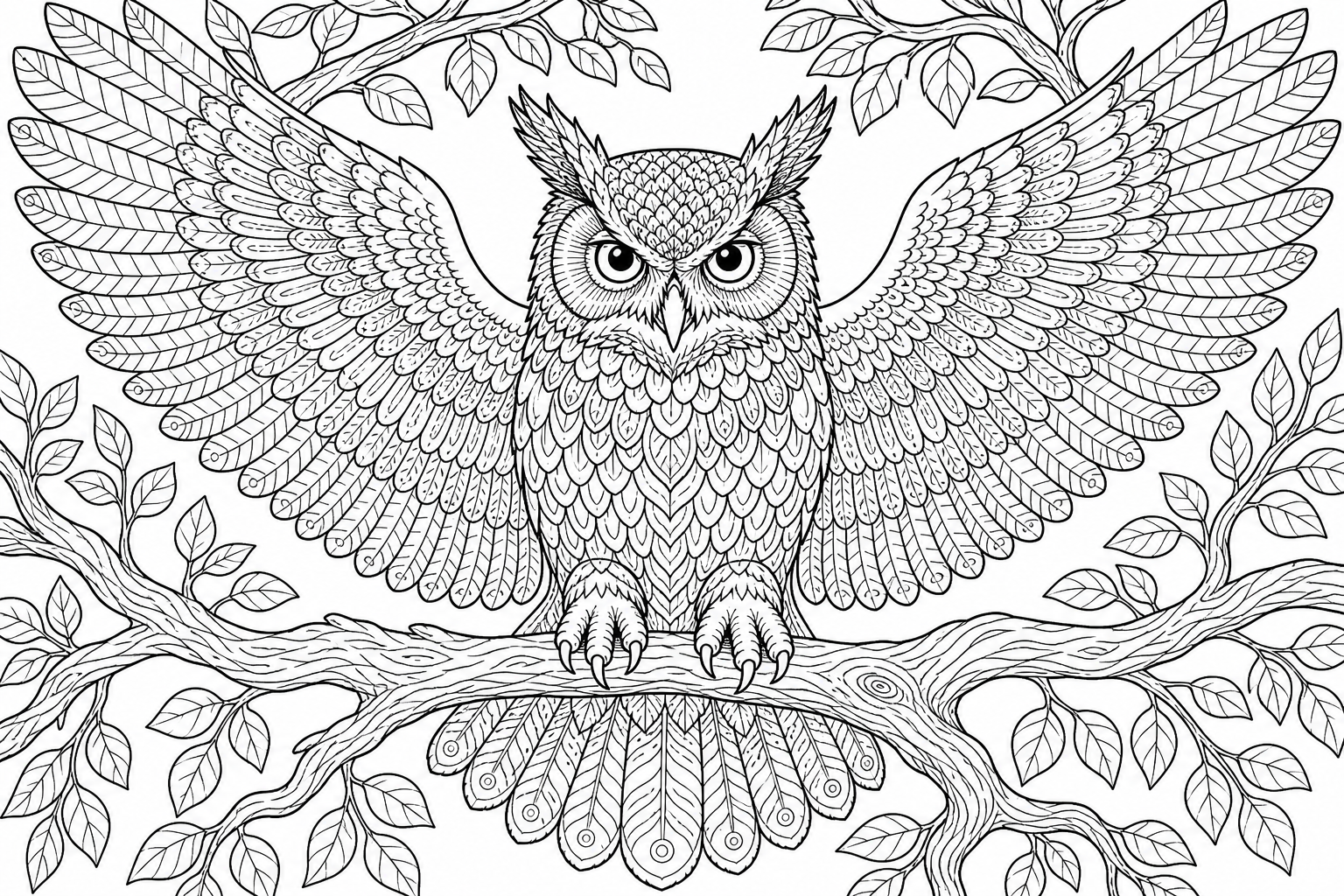 Detailed Owl Coloring Page for Kids