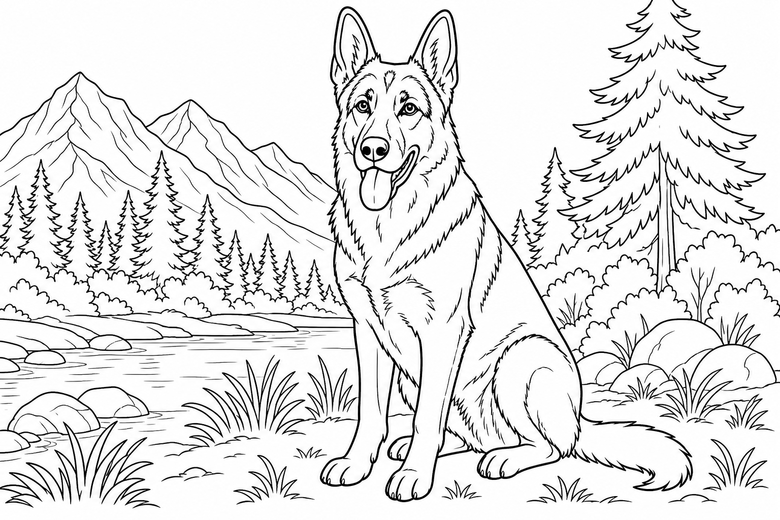 German Shepherd Coloring Page for Kids