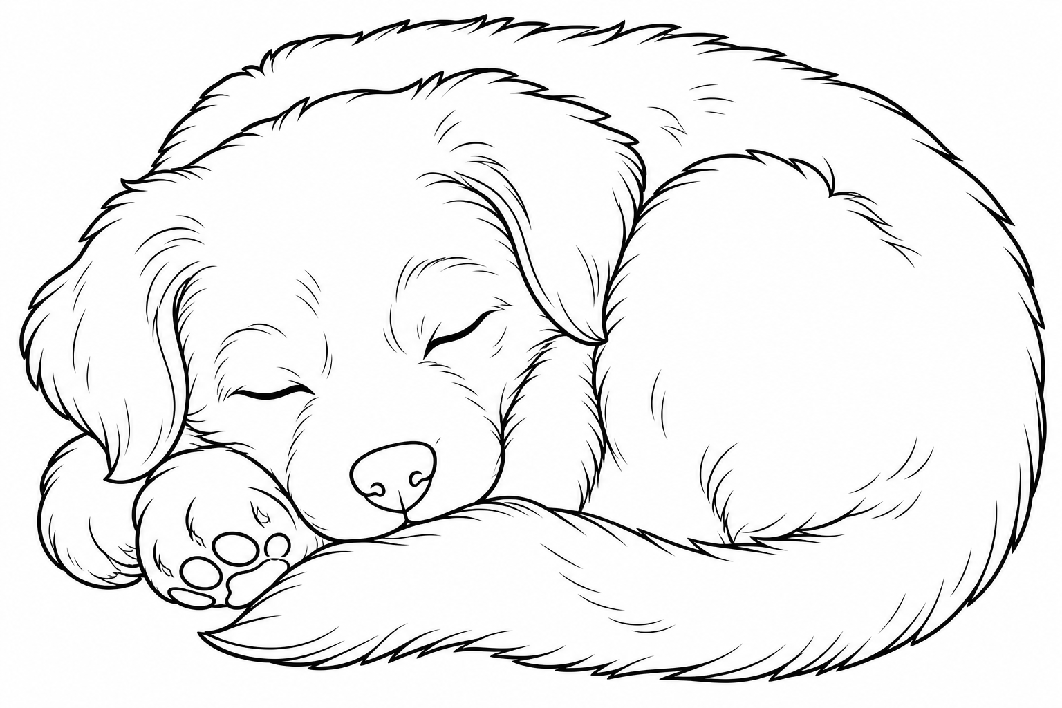 Sleeping Puppy Coloring Page for Kids
