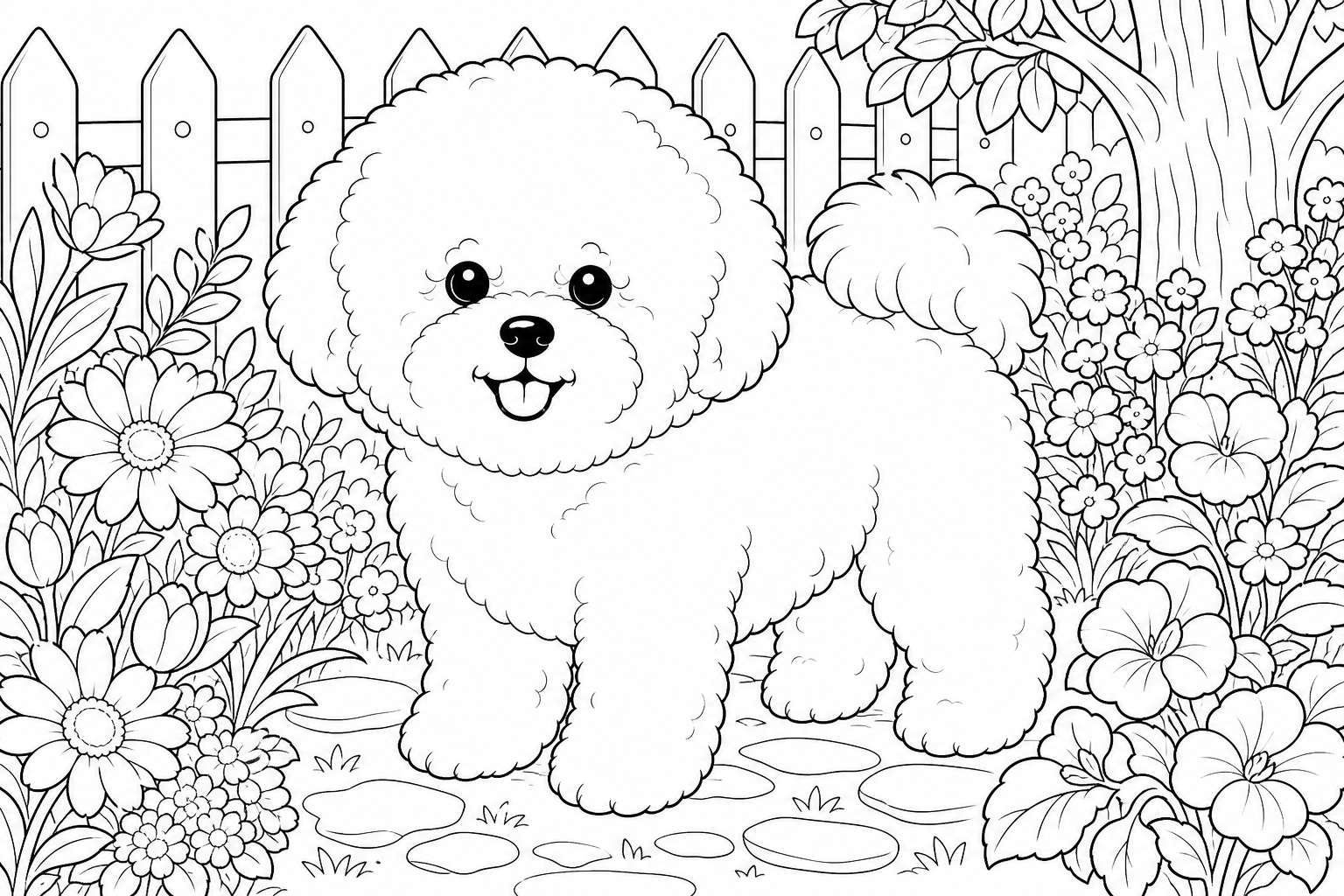 Bichon Frise Hund Malvorlage für Kinder
