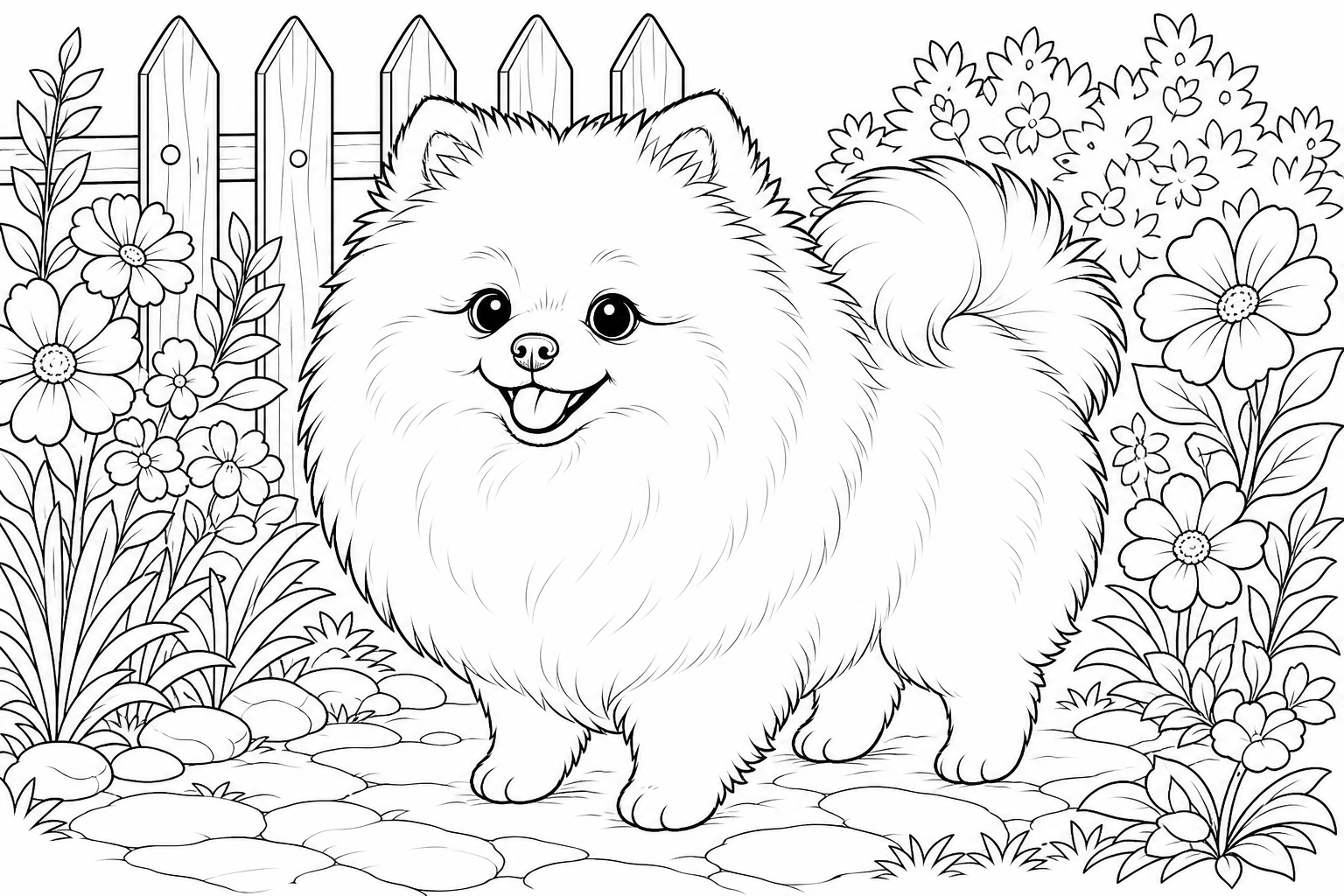 Cute Pomeranian Puppy Coloring Page for Kids