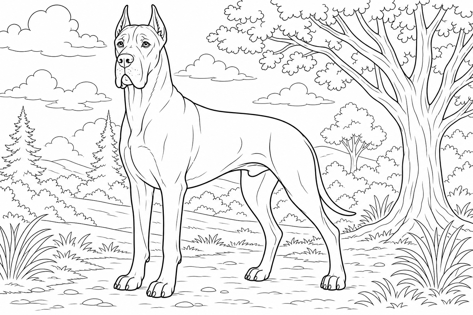 Deutsche Dogge Malvorlage für Kinder
