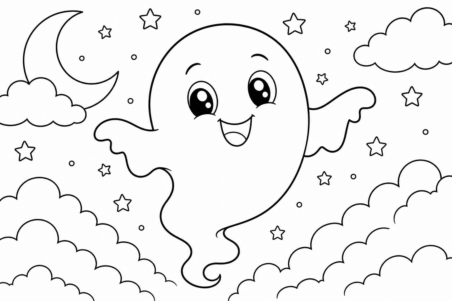Friendly Ghost Coloring Page for Kids