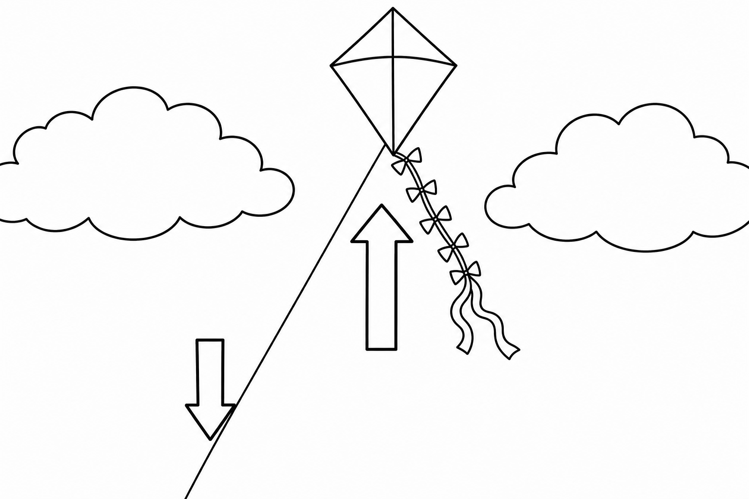 Kite Flying Coloring Page for Kids