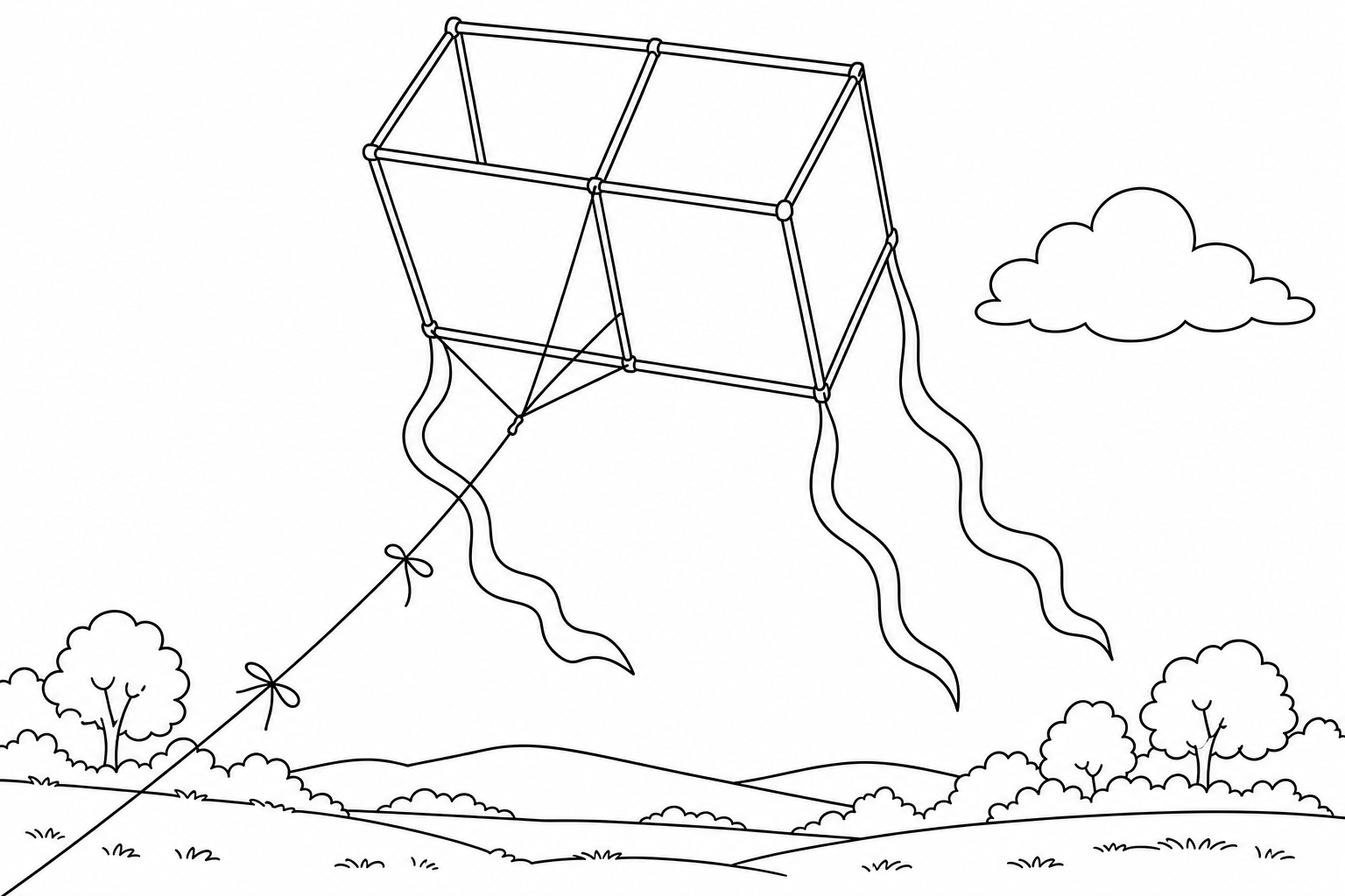 Box Kite Coloring Page for Kids