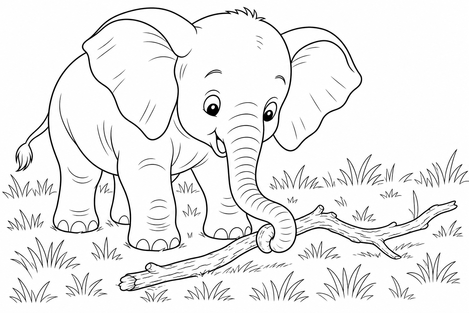 Cute Baby Elephant Coloring Page for Kids