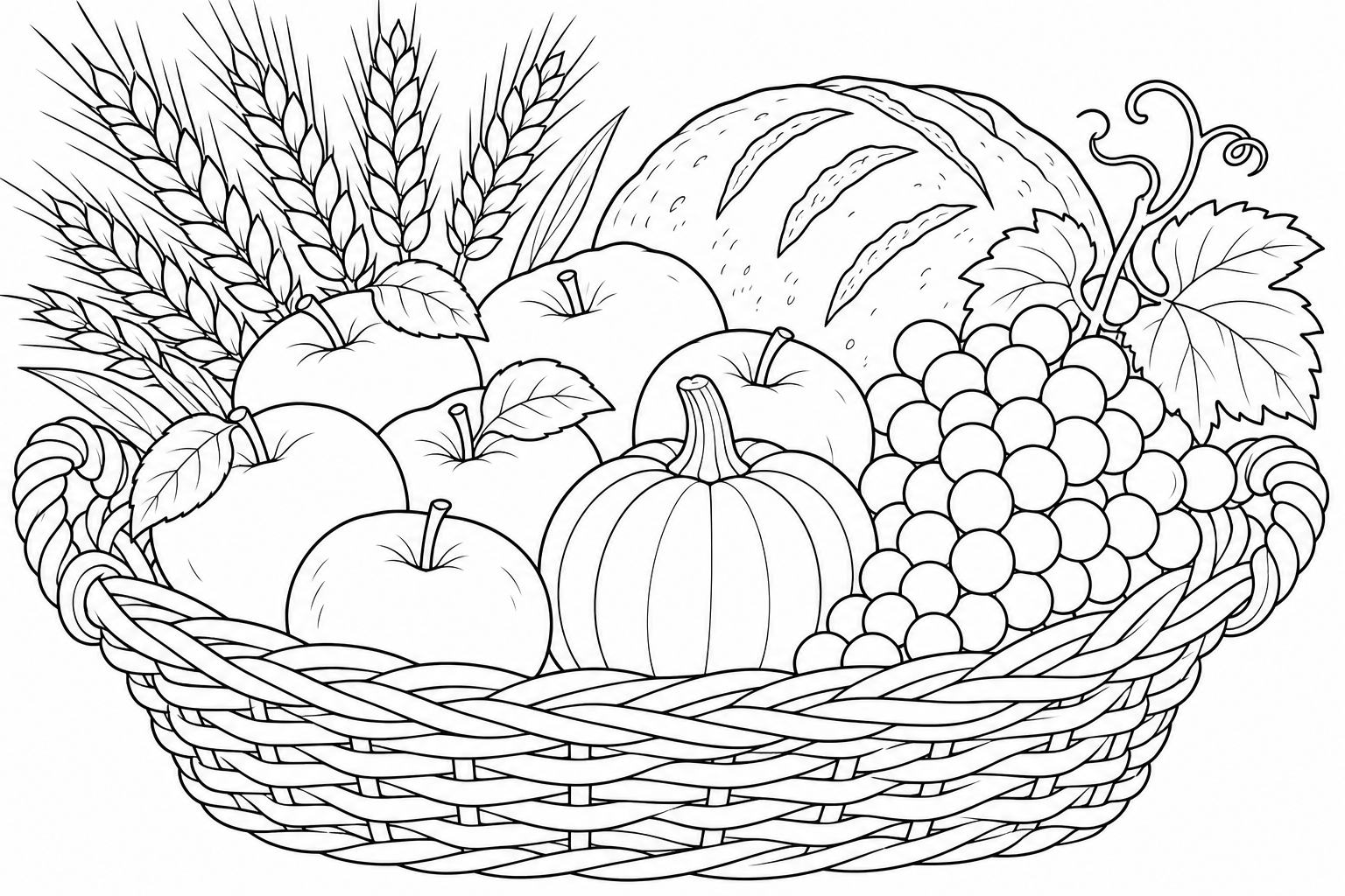 Harvest Basket Coloring Page for Kids