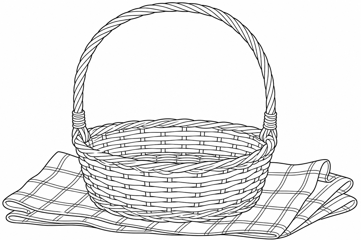 Woven Basket Coloring Page for Kids