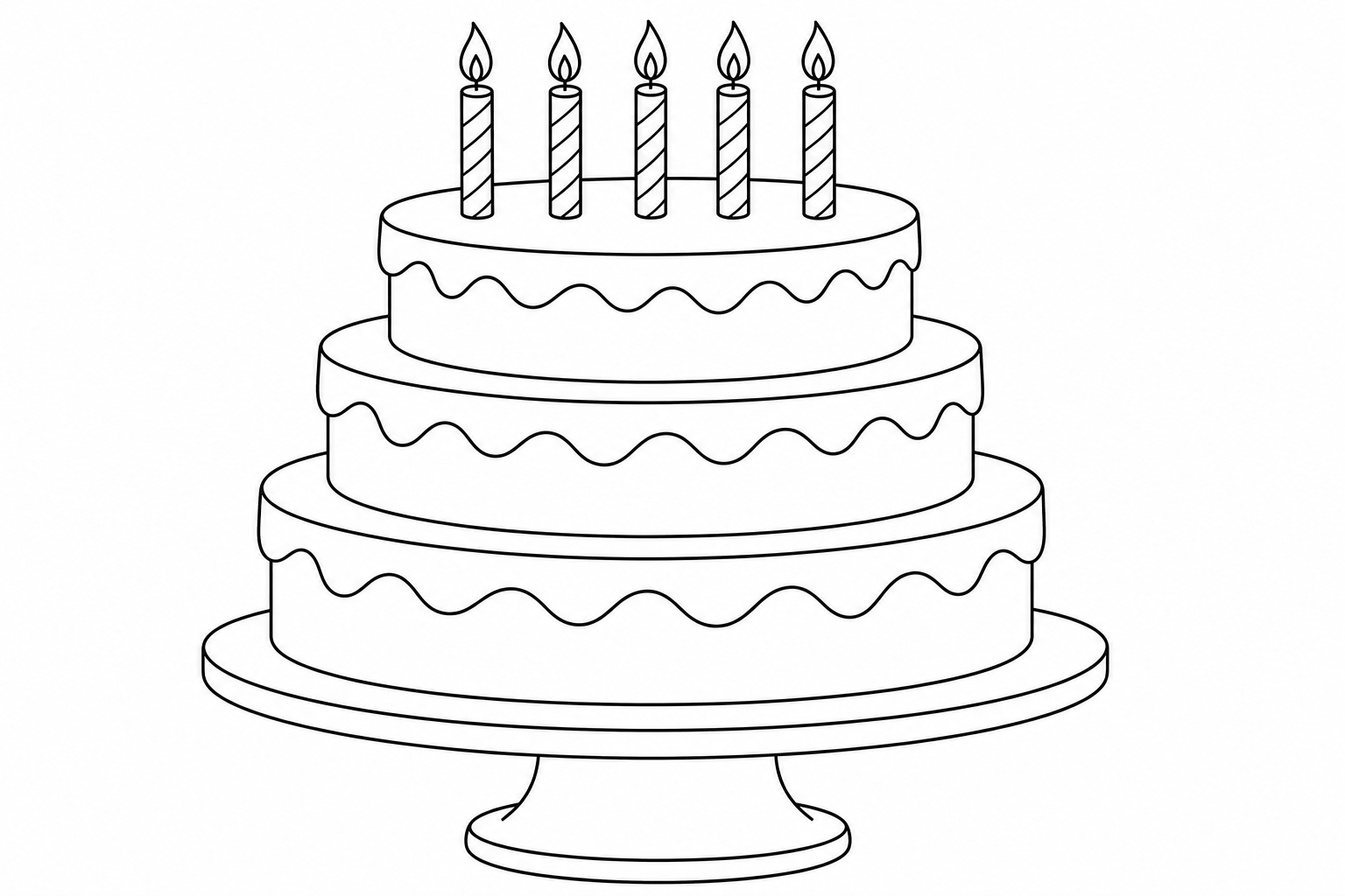 Birthday Cake Coloring Page for Kids