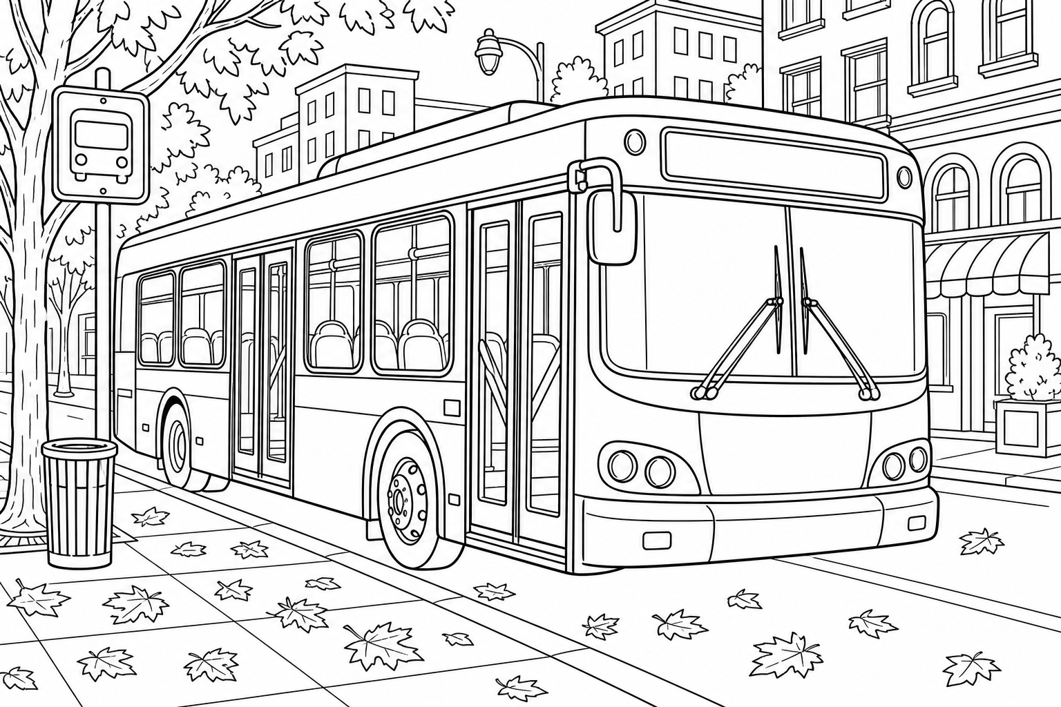 City Bus Coloring Page for Kids