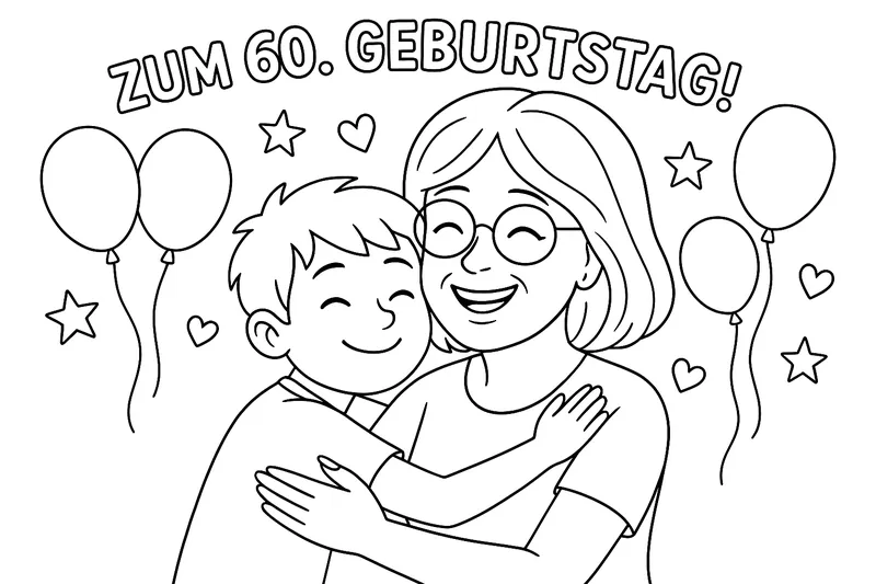 Ich möchte ein Bild für meine Oma zum 60. Geburtstag. Ich bin ein Junge und meine Oma ist eher flippig als langweilig und hat z.B. längere Fingernägel. Am liebsten kuschele ich mit meiner Oma. Die Haare von meiner Oma sind schulterlang. Und die Fingernägel vom Kind sollen kürzer sein