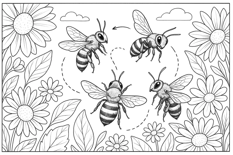 Danza de las abejas mostrada de manera algo realista cómo las abejas se comunican
