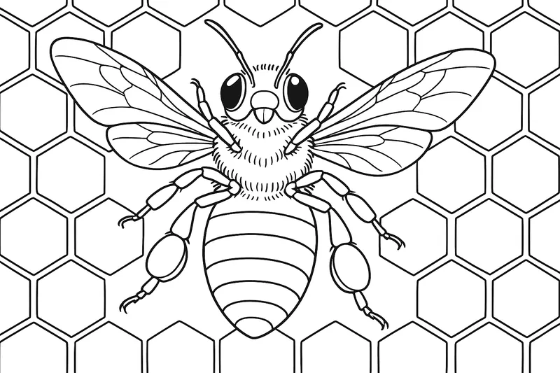 Abeja desde abajo con placas de cera