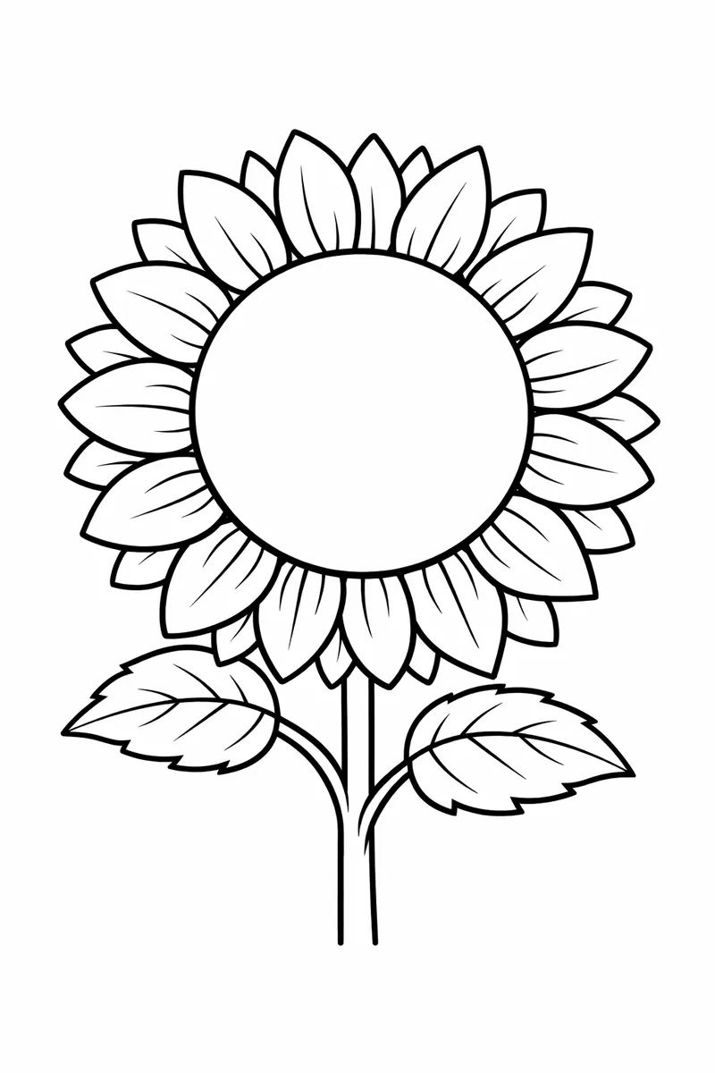 A sunshine sunflower with a huge round center and chunky petals, simple flower