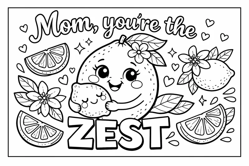 Eine lächelnde Zitrone mit dem Text 'Mama, du bist die WÜRZE', Mutterwitz