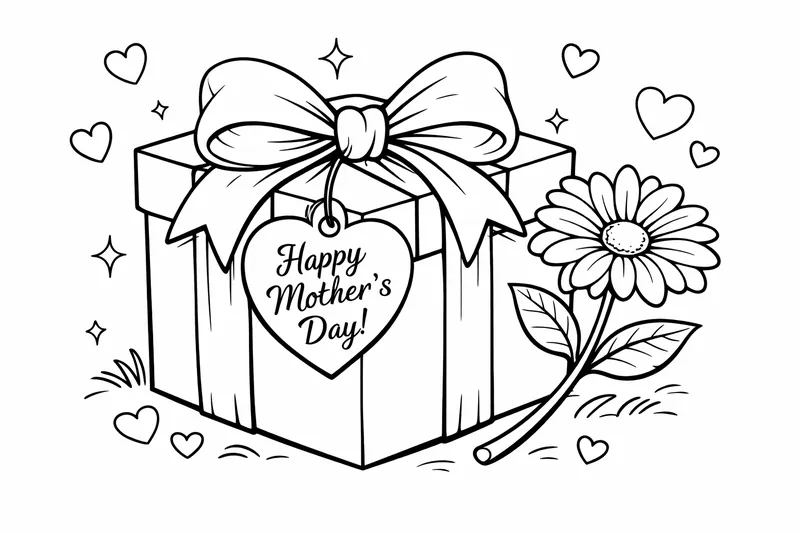 Une boîte cadeau pour la fête des mères enveloppée d'un ruban et d'une seule fleur
