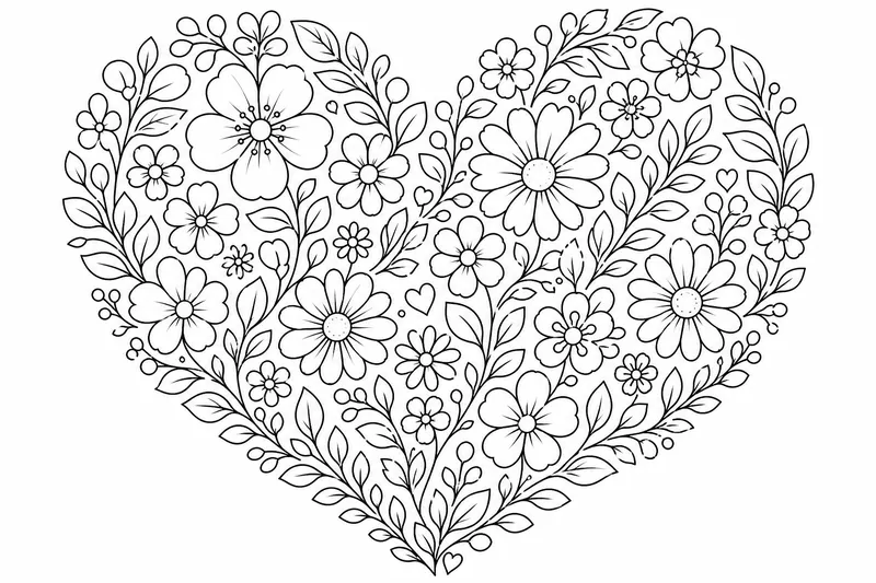 Ein Herz aus kleinen Blumen und Blättern