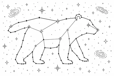 a constellation of dots and lines forming a bear