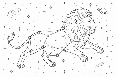 a constellation of dots and lines forming a lion