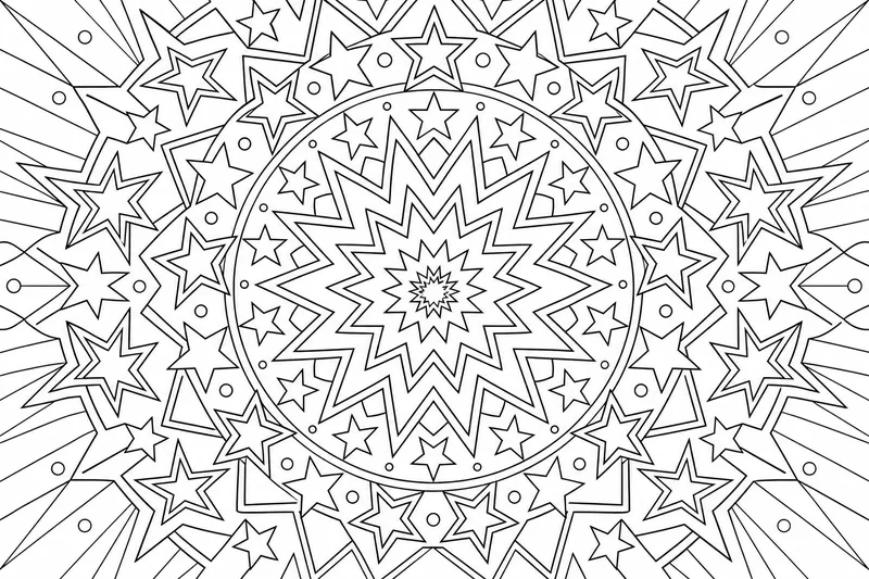 mandala tvořená opakujícími se hvězdami