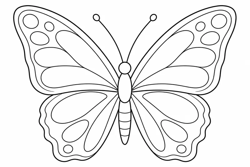 Un papillon symétrique avec des formes d'ailes simples et propres et quelques grandes taches correspondantes de chaque côté